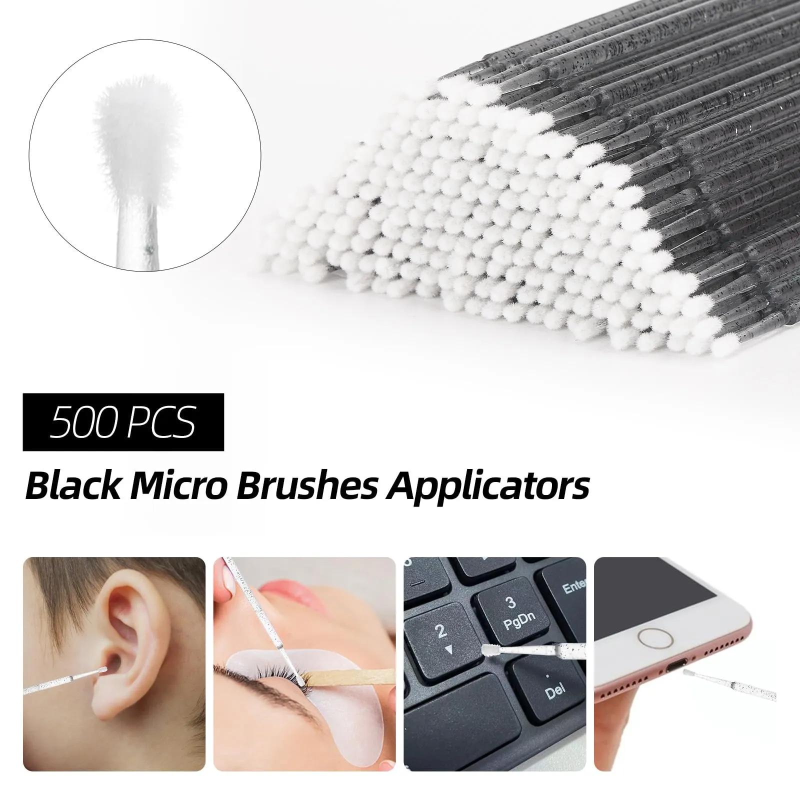 1500 Pcs Eyelash Extension Supplies Kit, 500 Spoolies Mascara Wands 500 Lip Brushes 500 Micro Swabs Black, Disposable Eyelash Brushes Makeup Applicator Tool with 3 Reusable Containers