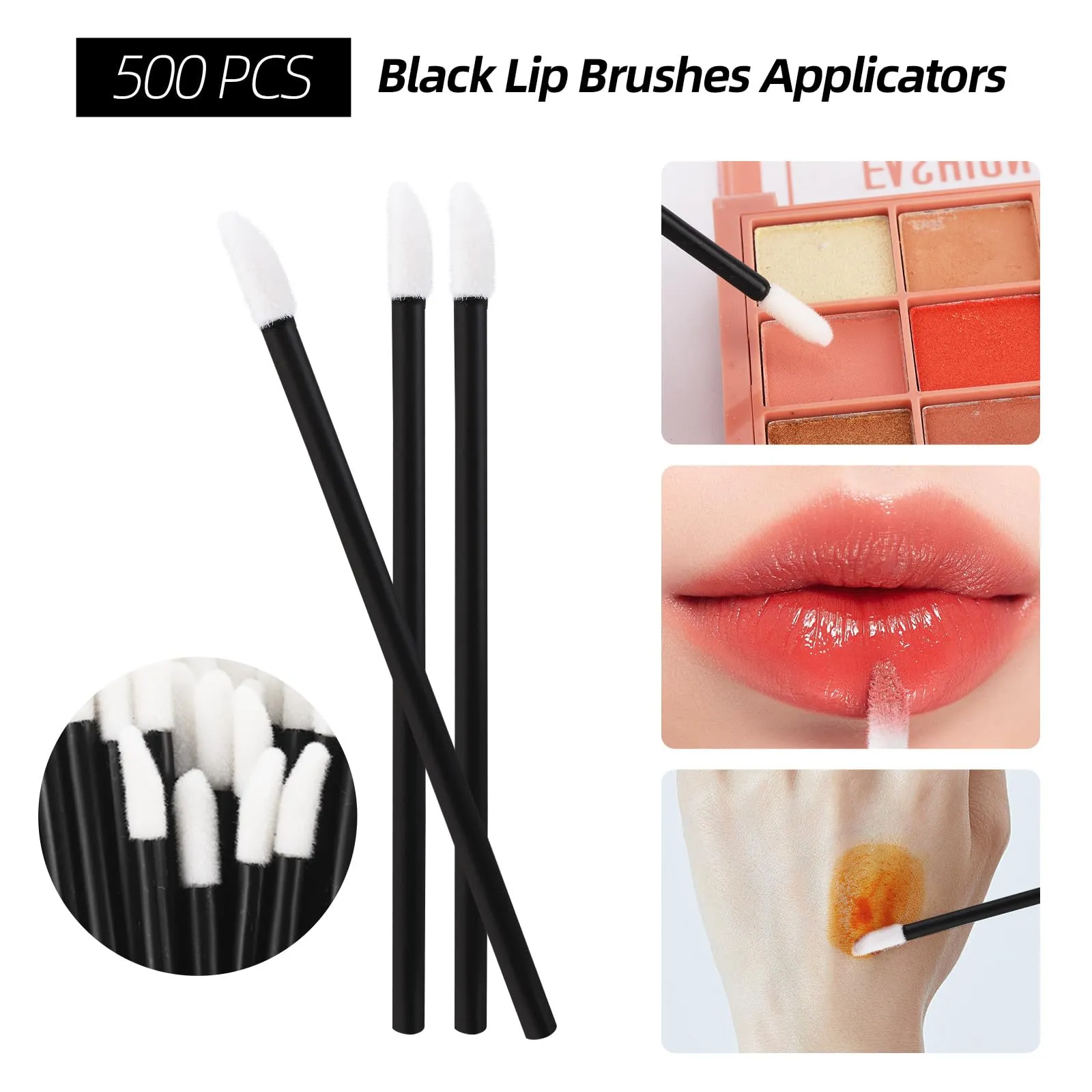 1500 Pcs Eyelash Extension Supplies Kit, 500 Spoolies Mascara Wands 500 Lip Brushes 500 Micro Swabs Black, Disposable Eyelash Brushes Makeup Applicator Tool with 3 Reusable Containers