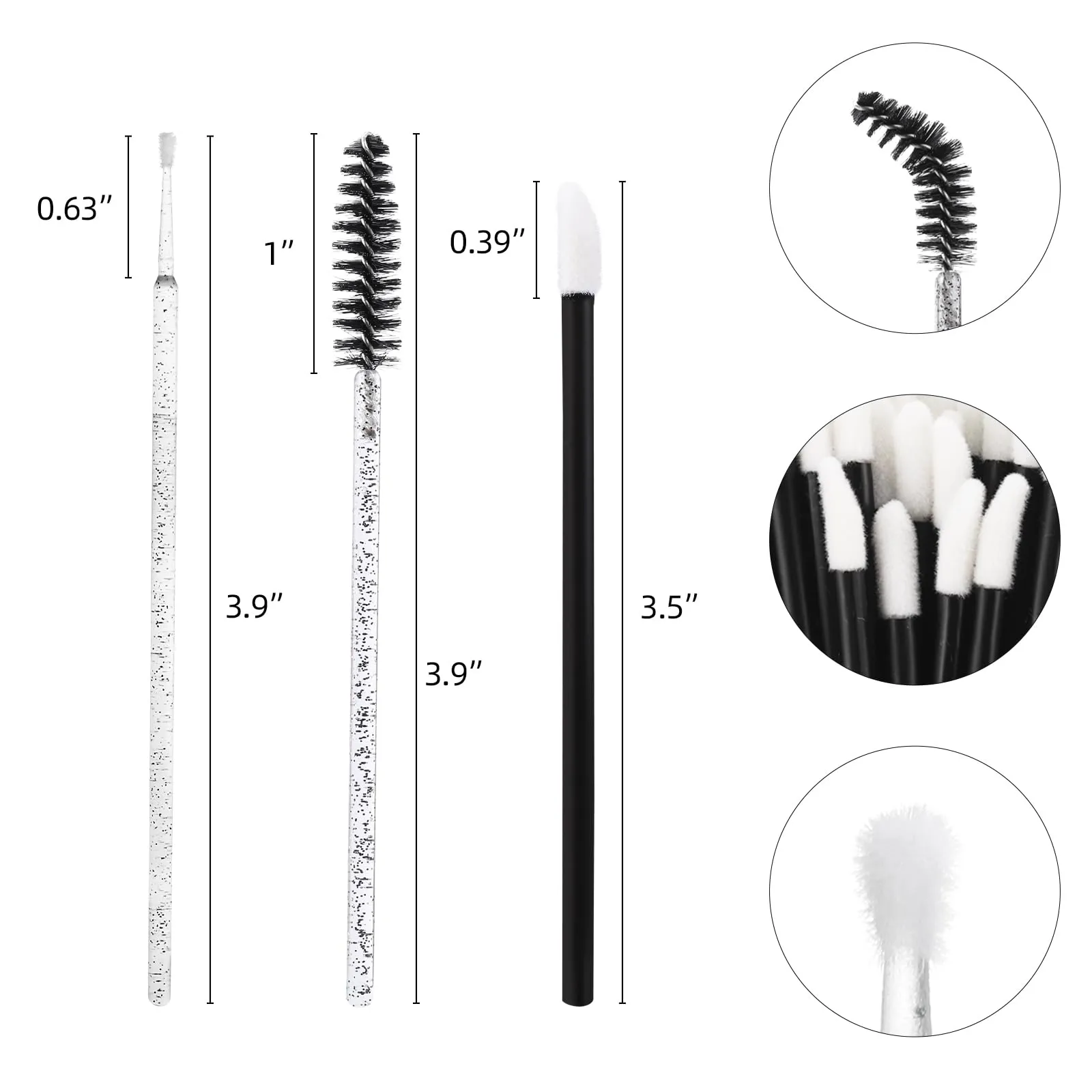 1500 Pcs Eyelash Extension Supplies Kit, 500 Spoolies Mascara Wands 500 Lip Brushes 500 Micro Swabs Black, Disposable Eyelash Brushes Makeup Applicator Tool with 3 Reusable Containers