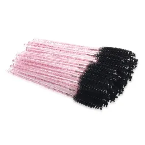300 Pack Mascara Wands Disposable Eye Lash Brushes for Eyelash Extensions Tool Makeup Applicator Kit, Crystal Rose/Black Crystal Rose-Black
