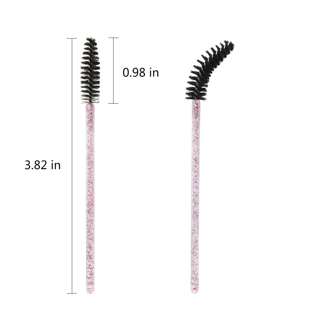 300 Pack Mascara Wands Disposable Eye Lash Brushes for Eyelash Extensions Tool Makeup Applicator Kit, Crystal Rose/Black Crystal Rose-Black