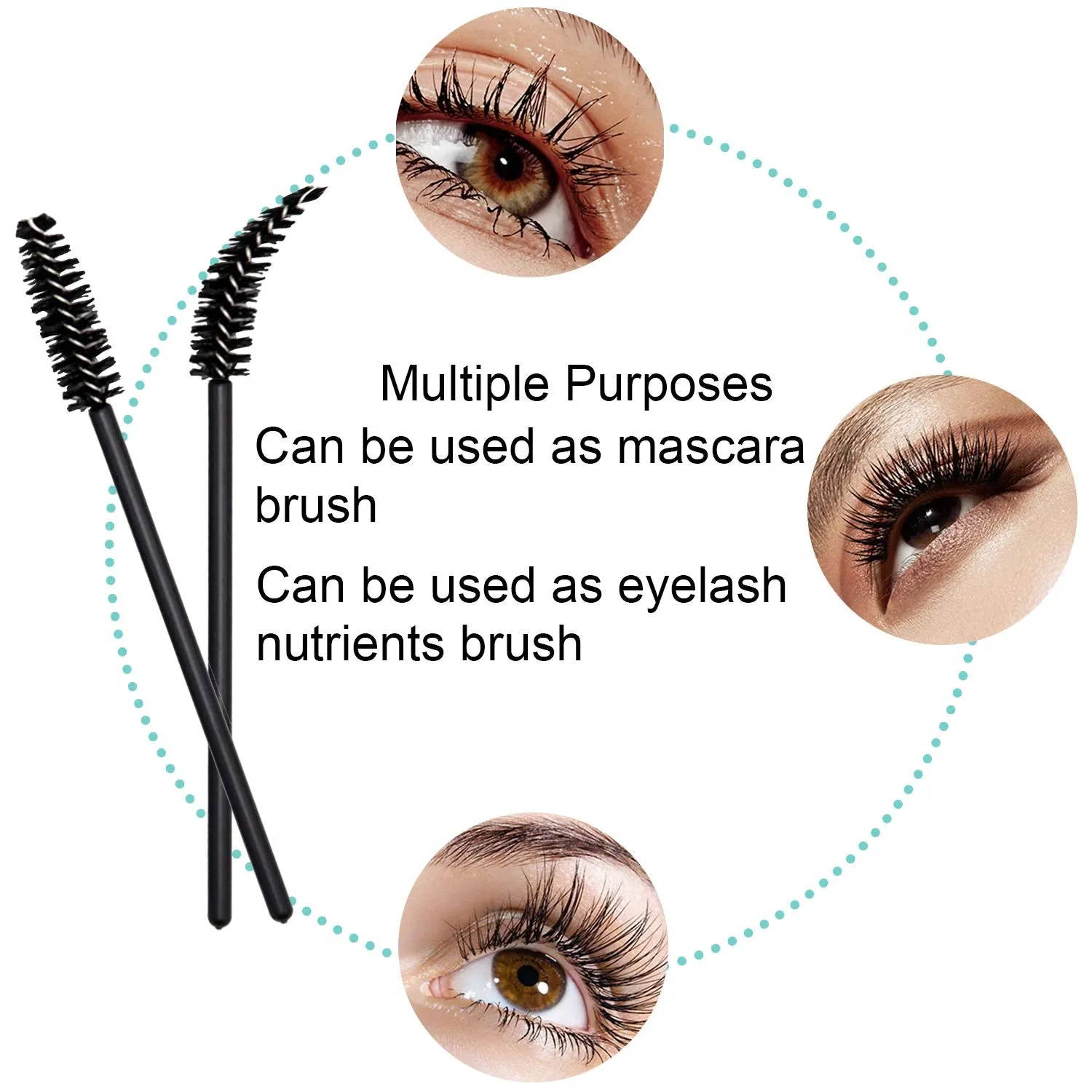 300 Pcs Disposable Mascara Wand Eyelash Brush for EyeLash Extension Supplies black