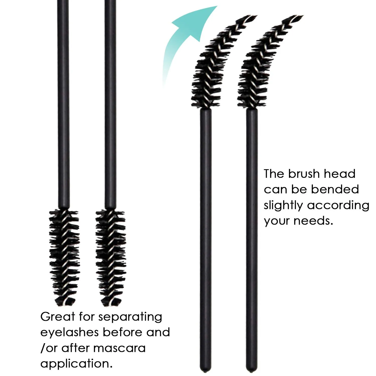 300 Pcs Disposable Mascara Wand Eyelash Brush for EyeLash Extension Supplies black