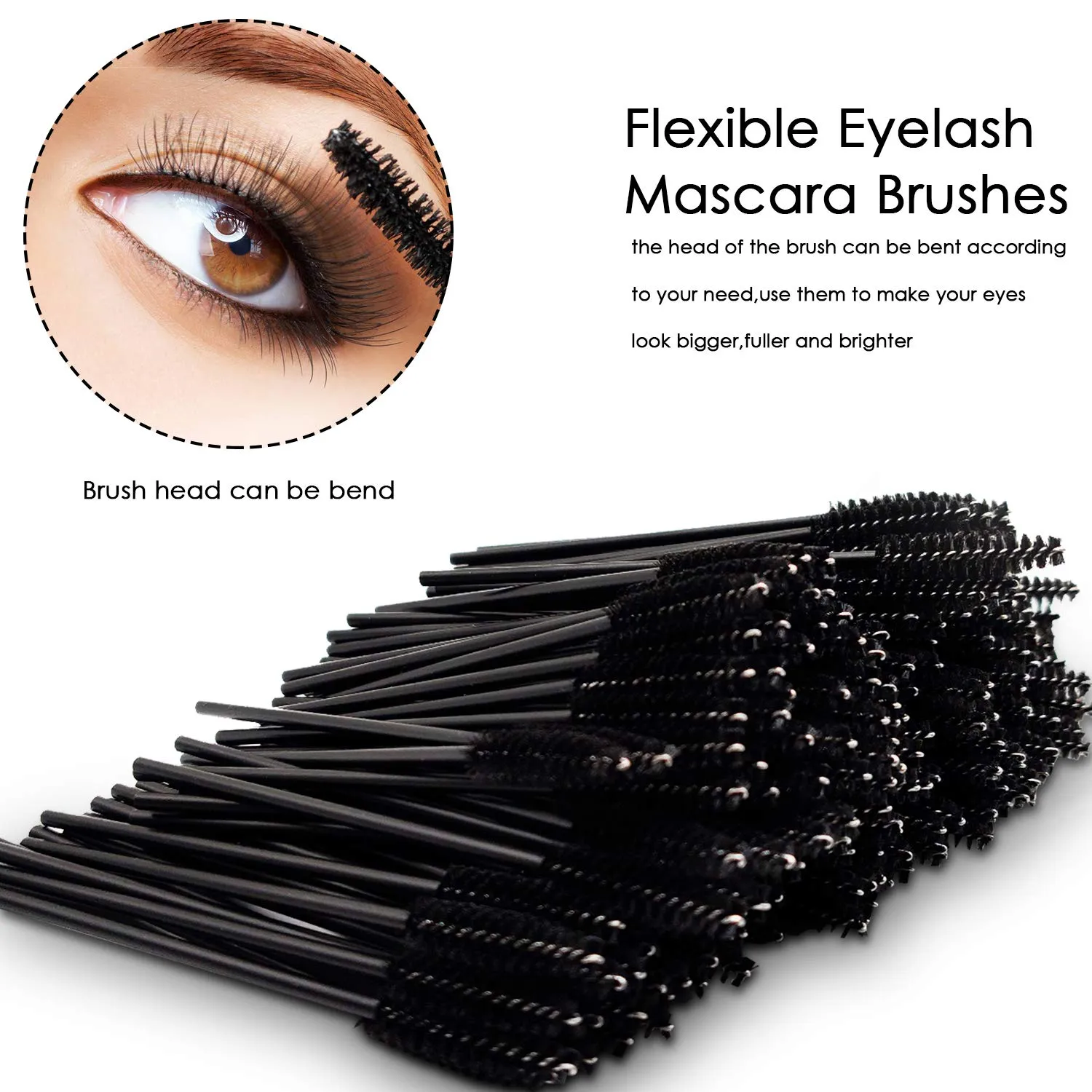 300 Pcs Disposable Mascara Wand Eyelash Brush for EyeLash Extension Supplies black