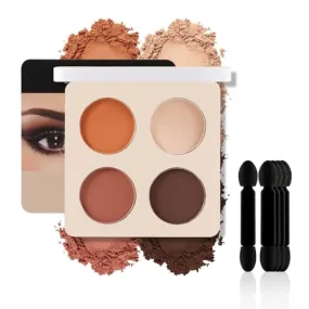 Apooliy 4 Colors Matte Eyeshadow Palette with 5 Eyeshadow Applicator,Highly Pigmented,Colorstay Eye Makeup,Waterproof Eye Shadow Long Wear Up to 24hr