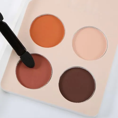 Apooliy 4 Colors Matte Eyeshadow Palette with 5 Eyeshadow Applicator,Highly Pigmented,Colorstay Eye Makeup,Waterproof Eye Shadow Long Wear Up to 24hr
