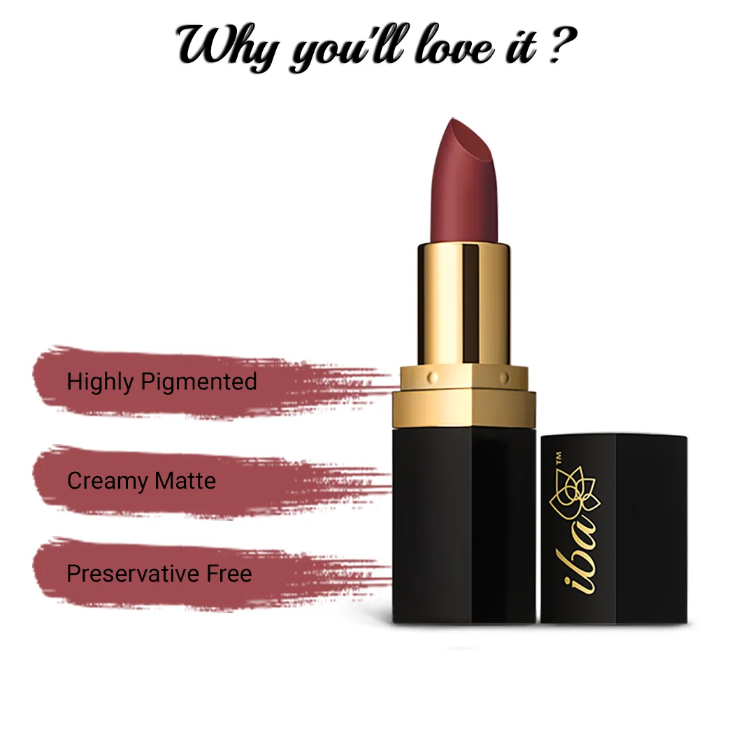 Iba Pure Lips Long Stay Matte Lipstick-M01 Deep Mauve