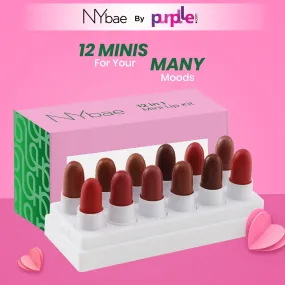 NY Bae 12 In 1 Mini Lip Kit Set (14.4g) | Brown & Nude Lipstick | Lip Crayon | Lip & Cheek Tint | Lipstick Pallete| Makeup Kit | Lip Kit | Blush - Nude Takeover 01