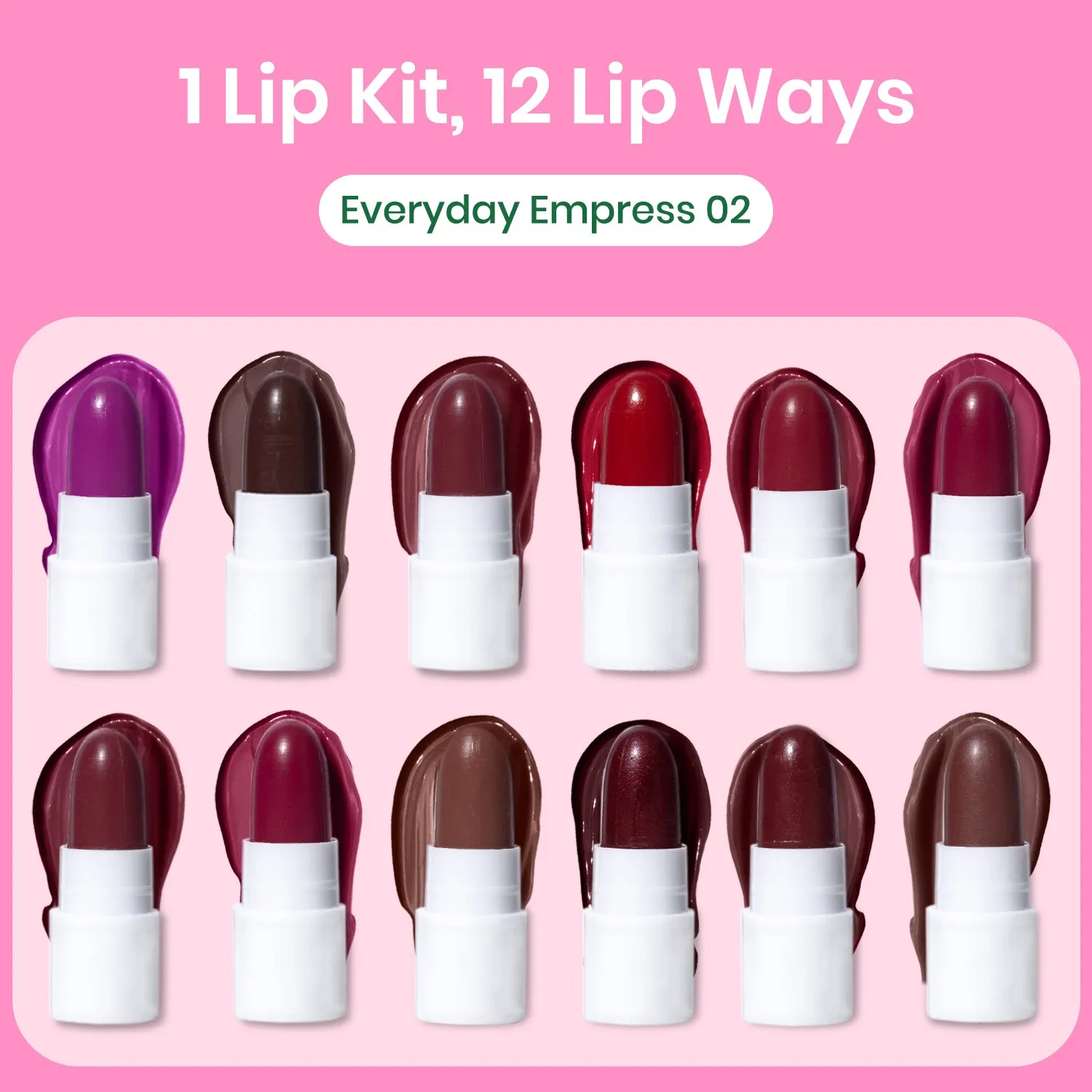 NY Bae 12 In 1 Mini Lip Kit Set (14.4g) | Red & Nude Lipstick | Lip Crayon | Lip & Cheek Tint | Lipstick Pallete| Makeup Kit | Lip Kit | Blush - Everyday Empress 02