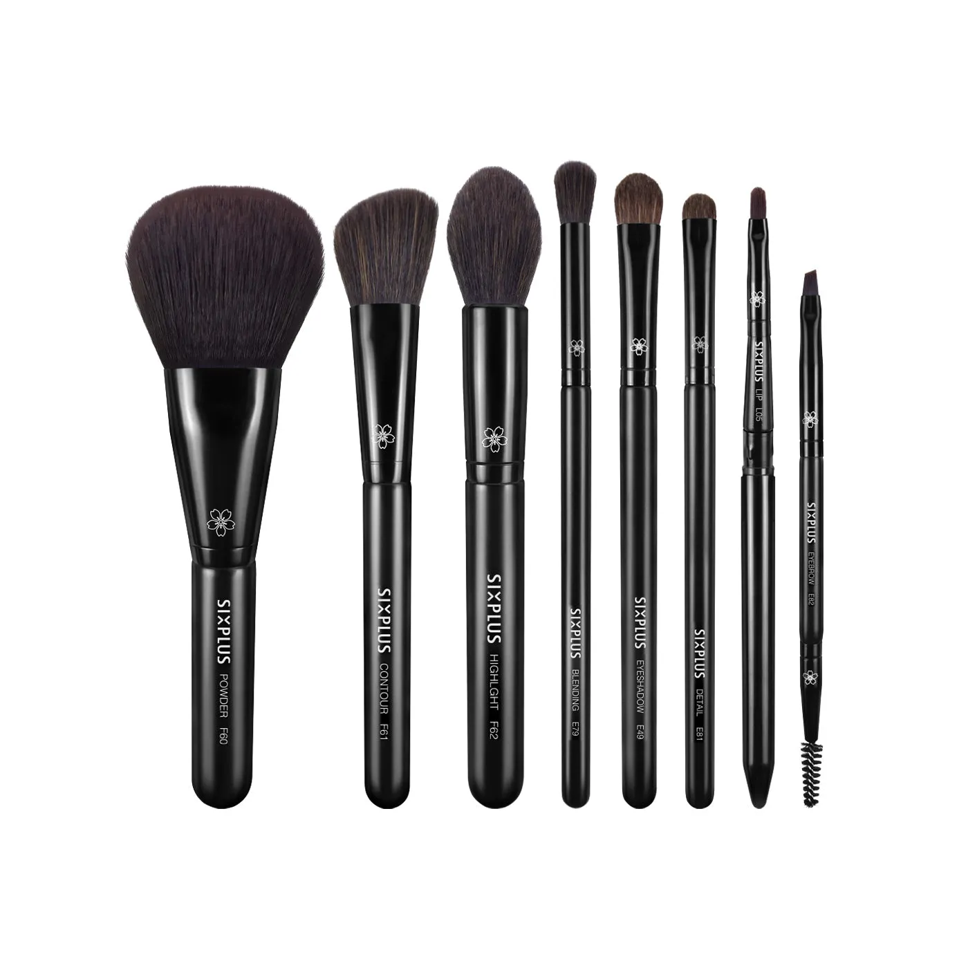 SIXPLUS 8Pcs Black Makeup Brush set