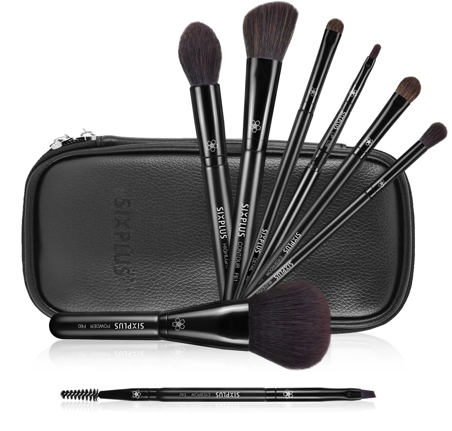 SIXPLUS 8Pcs Black Makeup Brush set